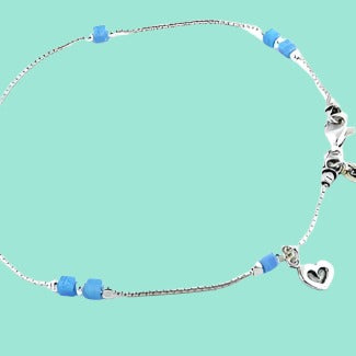 Sterling Silver Anklet for Women with an heart charm - Bluenoemi