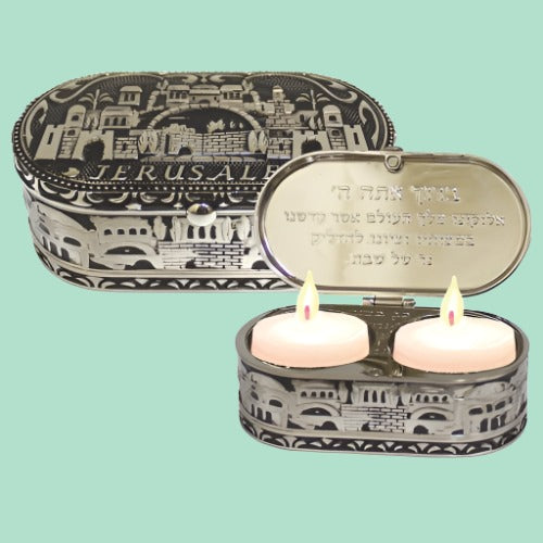 Shabbat candle holder that is easy to travel with - Bluenoemi