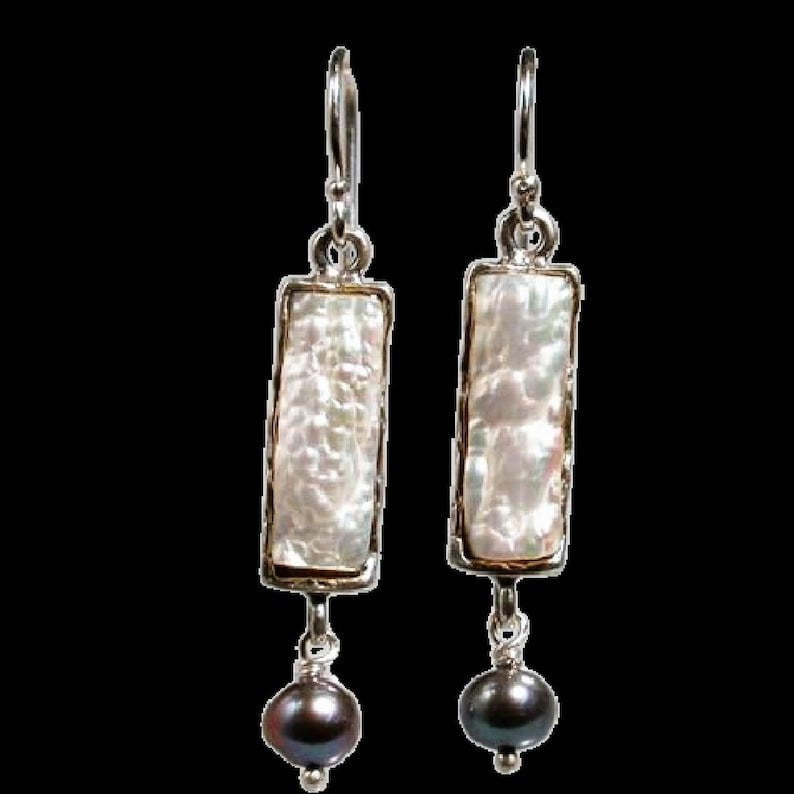 Silver earrings sterling 925 set Pearls Israeli jewelry - Bluenoemi