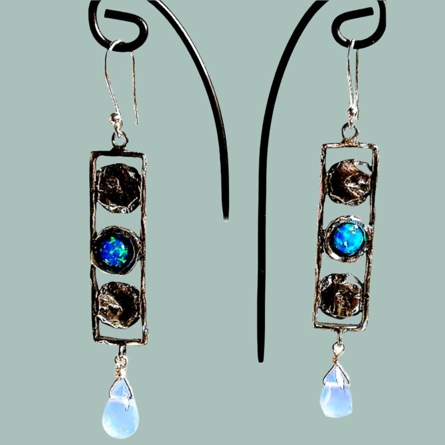 Sterling Silver Earrings for Women, blue opal gemstones earrings/ orecchini argento / israelische schmuck - Bluenoemi