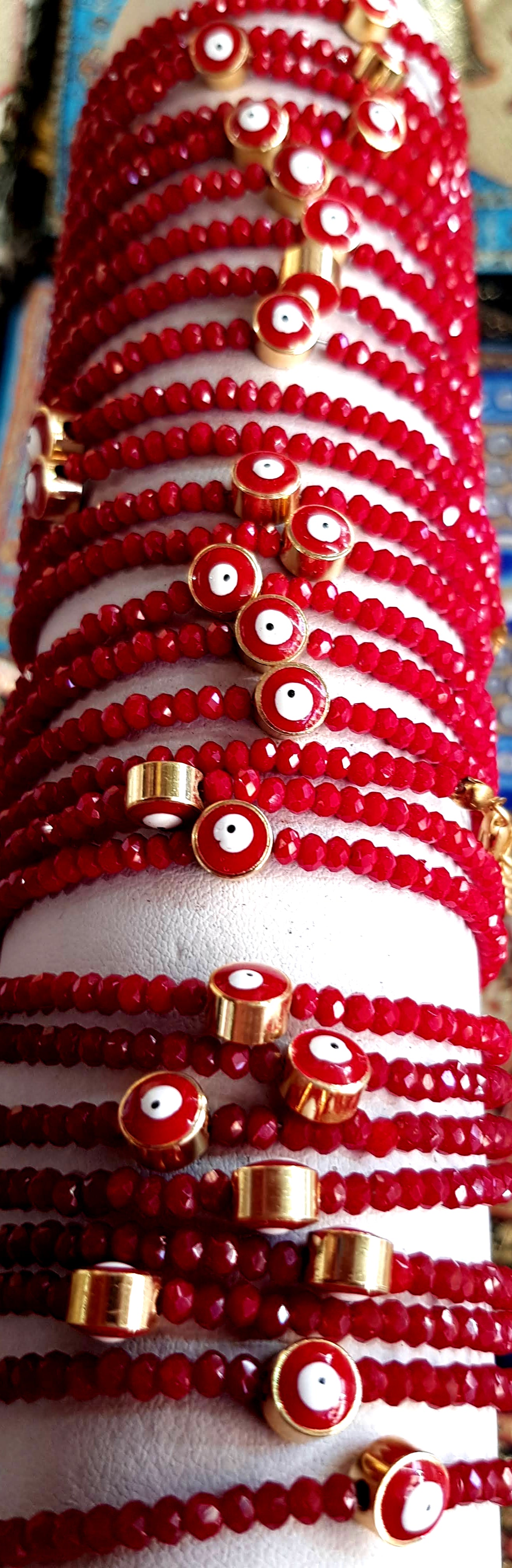 Red bracelet with evil eye. Red crystal stones with eyes beads. Perfect Souvenir for Protection - Bluenoemi