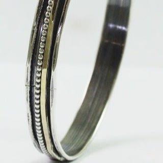 Bluenoemi Jewelry Bracelets silver and gold Engraved bangle for woman / Stylish Israeli sterling silver and Gold bracelets