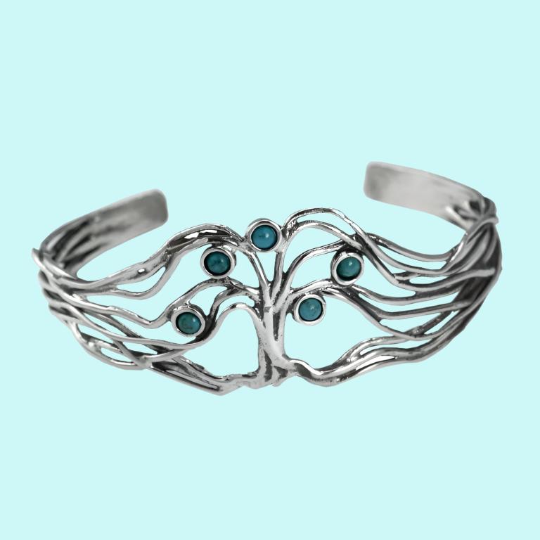 Cuff Bracelet made of sterling silver featuring the Tree of Life - Bluenoemi