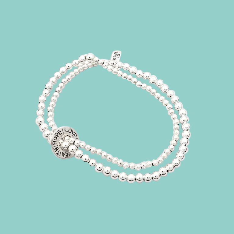 Inspirational Silver Pearls Bracelet: Embrace Hope, Faith, Love - Bluenoemi