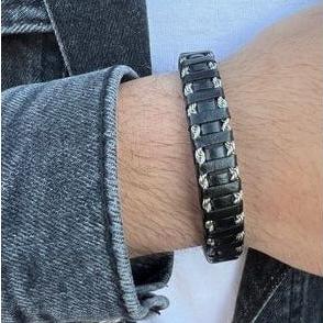 Stainless Steel and Leather Bracelet for Man. - Bluenoemi