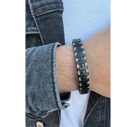Bluenoemi Jewelry Bracelets Stainless Steel and Leather Bracelet for Man. (Copy)