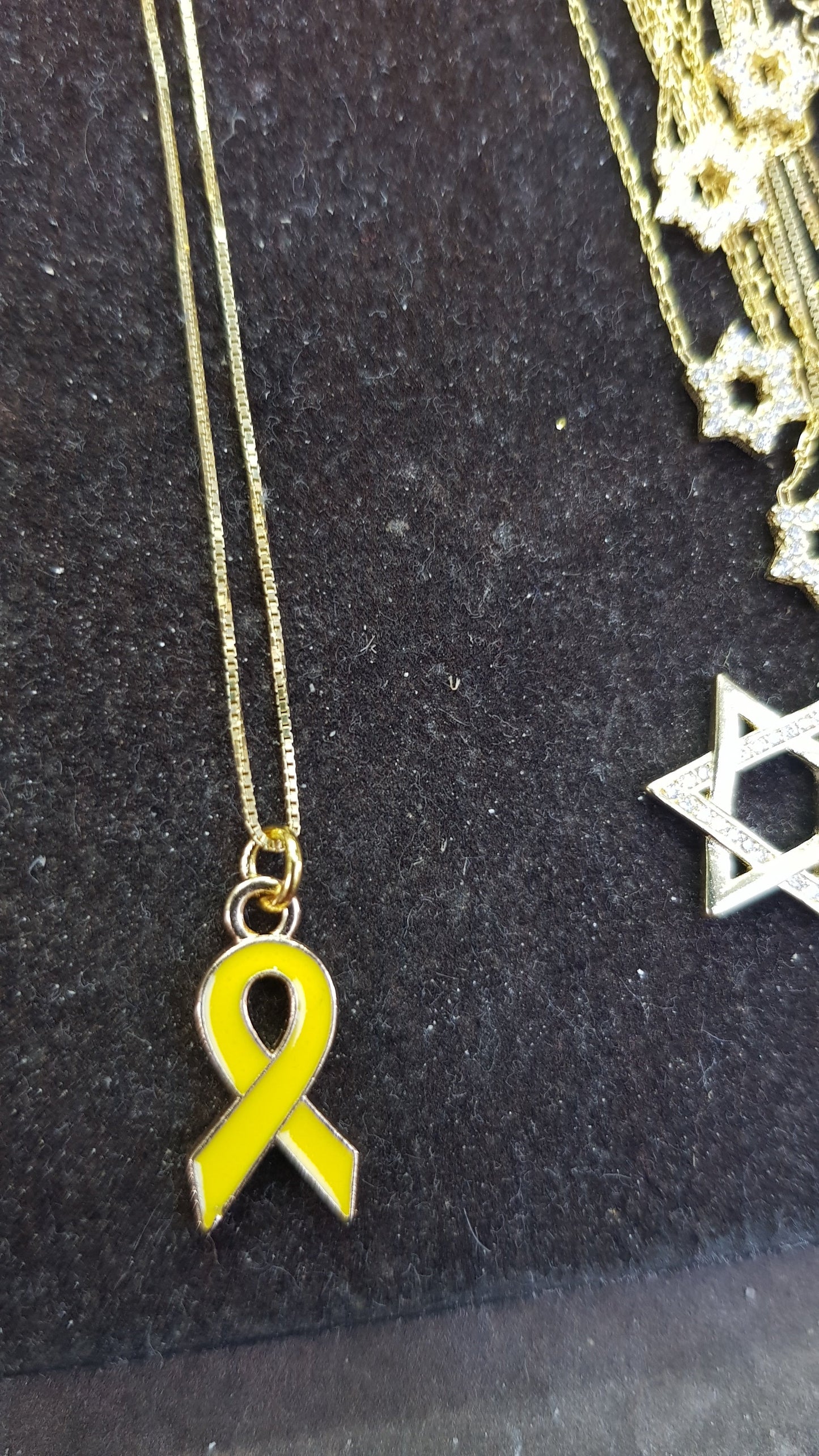 Bluenoemi Jewelry Brooches Yellow ribbon necklace to remind the kidnapped citizens from Israel that are in Gaza. Bring them Back.