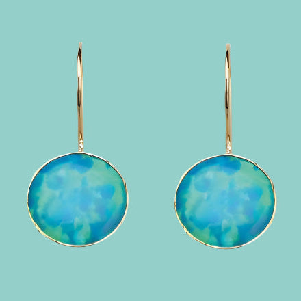 Blue Opal classic Earrings 9ct gold - Bluenoemi