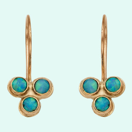 Gold Earrings for woman Blue Opal designer Earrings - Bluenoemi