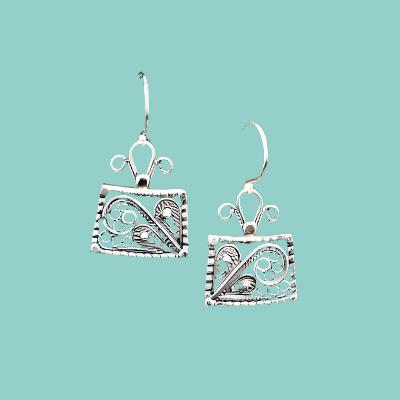 Sterling silver earrings for women, Filigree earrings. Ethnic silver jewelry - Bluenoemi