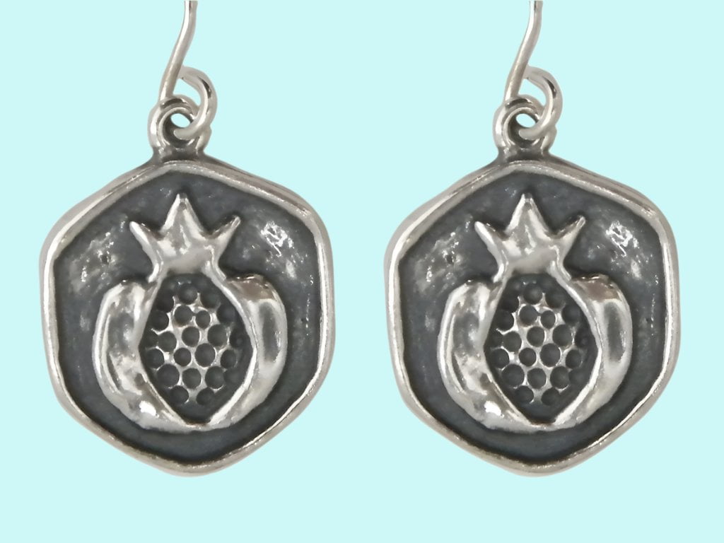 Sterling silver earrings for woman. Israel jewelry earrings for woman. Sterling silver 925 pomegranates - Bluenoemi