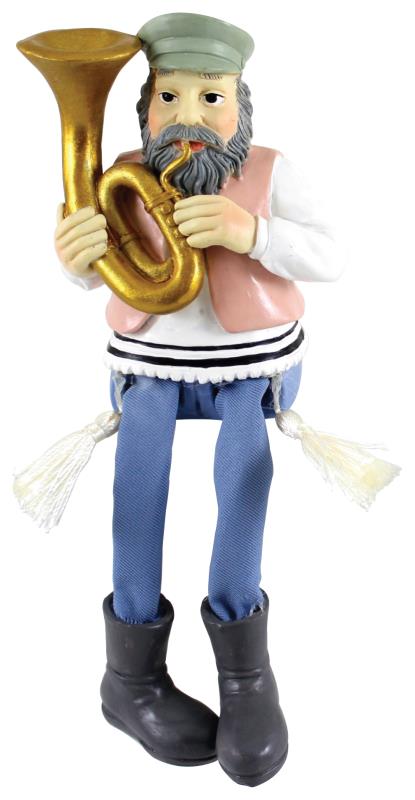 Bluenoemi Jewelry Figurines 12cm / blue Hassid Figurine. Kleizmers Gift. Trombon player