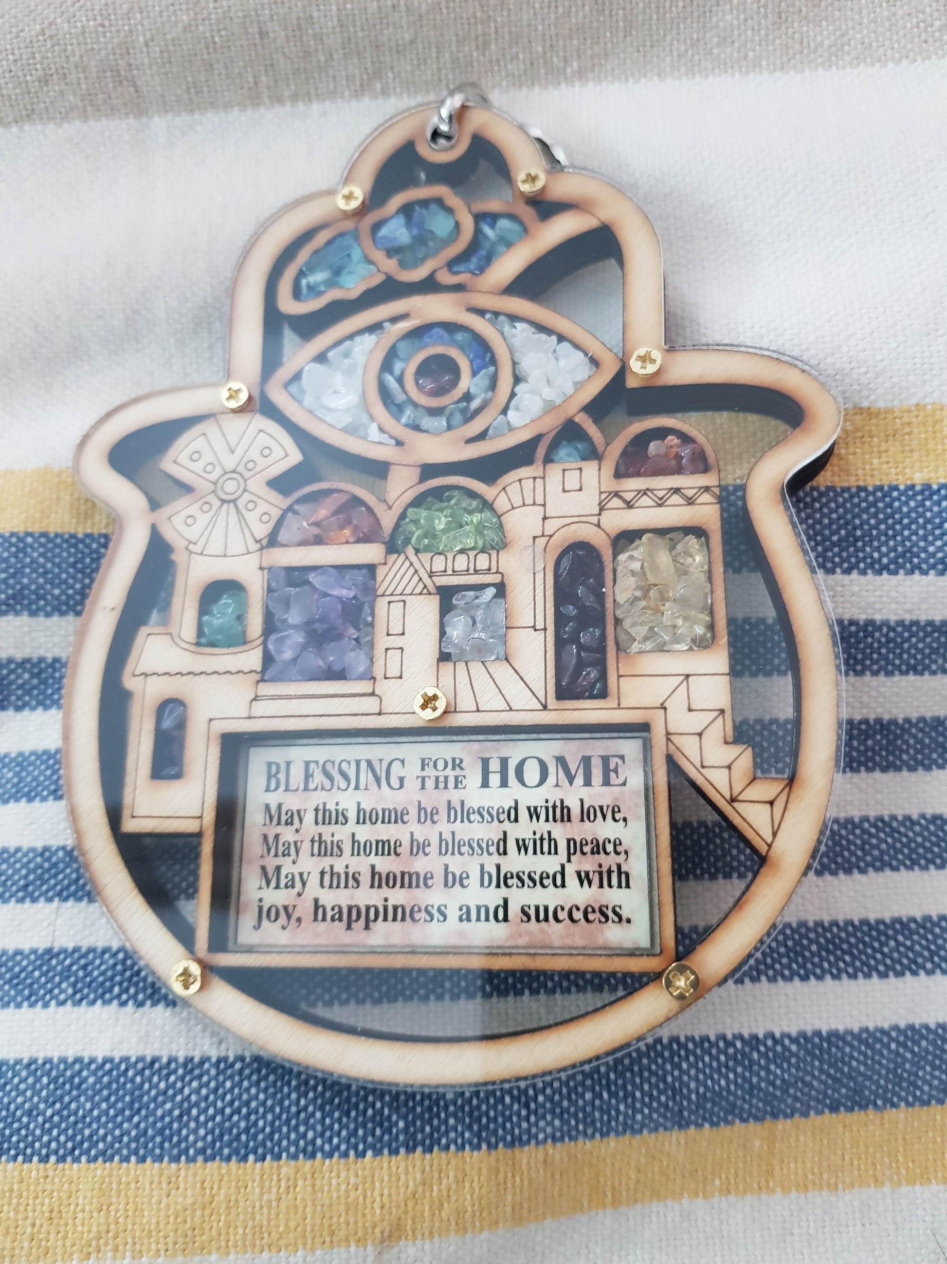 Hamsa for home. Unique Home Blessing Israeli Jewish Gift 14 cm x 11cm - Bluenoemi