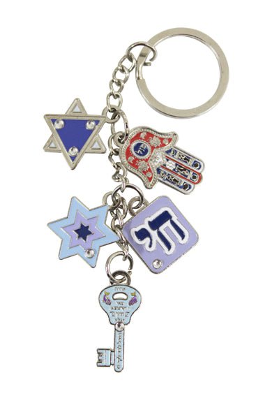 Bluenoemi Jewelry Keyholder Keyholder of Israel Bluenoemi  Gifts with 5 Jewish amulets