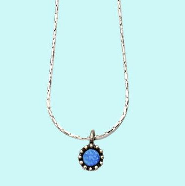 Blue Opal necklace sterling silver pendant - Bluenoemi