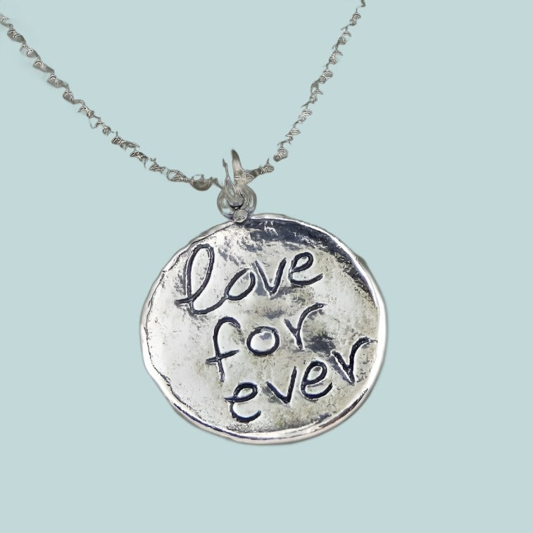 Silver chain with a Love forever pendant. Necklaces for women. - Bluenoemi