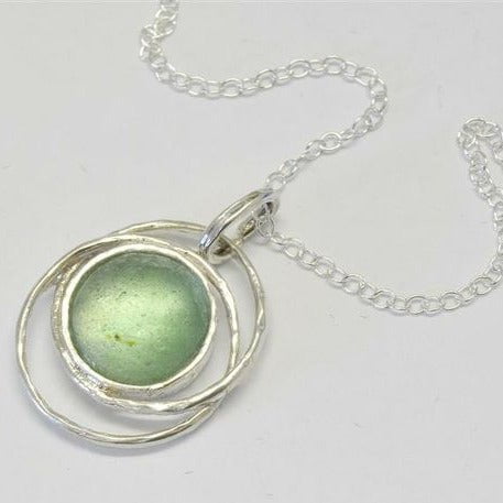 Israeli Roman glass necklace for woman. Amazing Sterling silver necklace set with authentic Roman glass - Bluenoemi