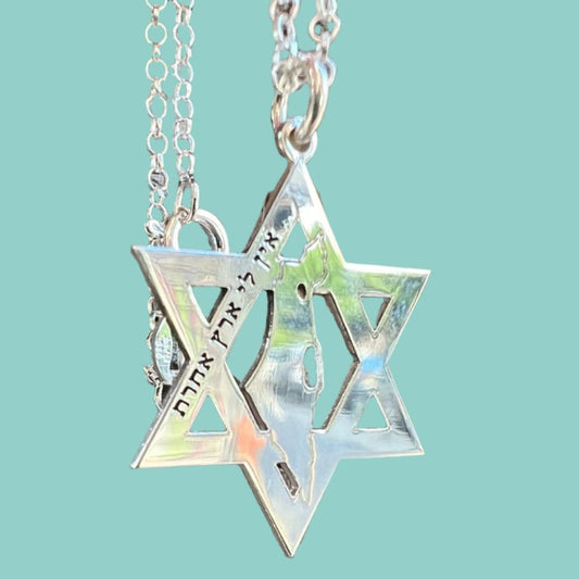 Sterling Silver Star of David pendant engraved - Bluenoemi