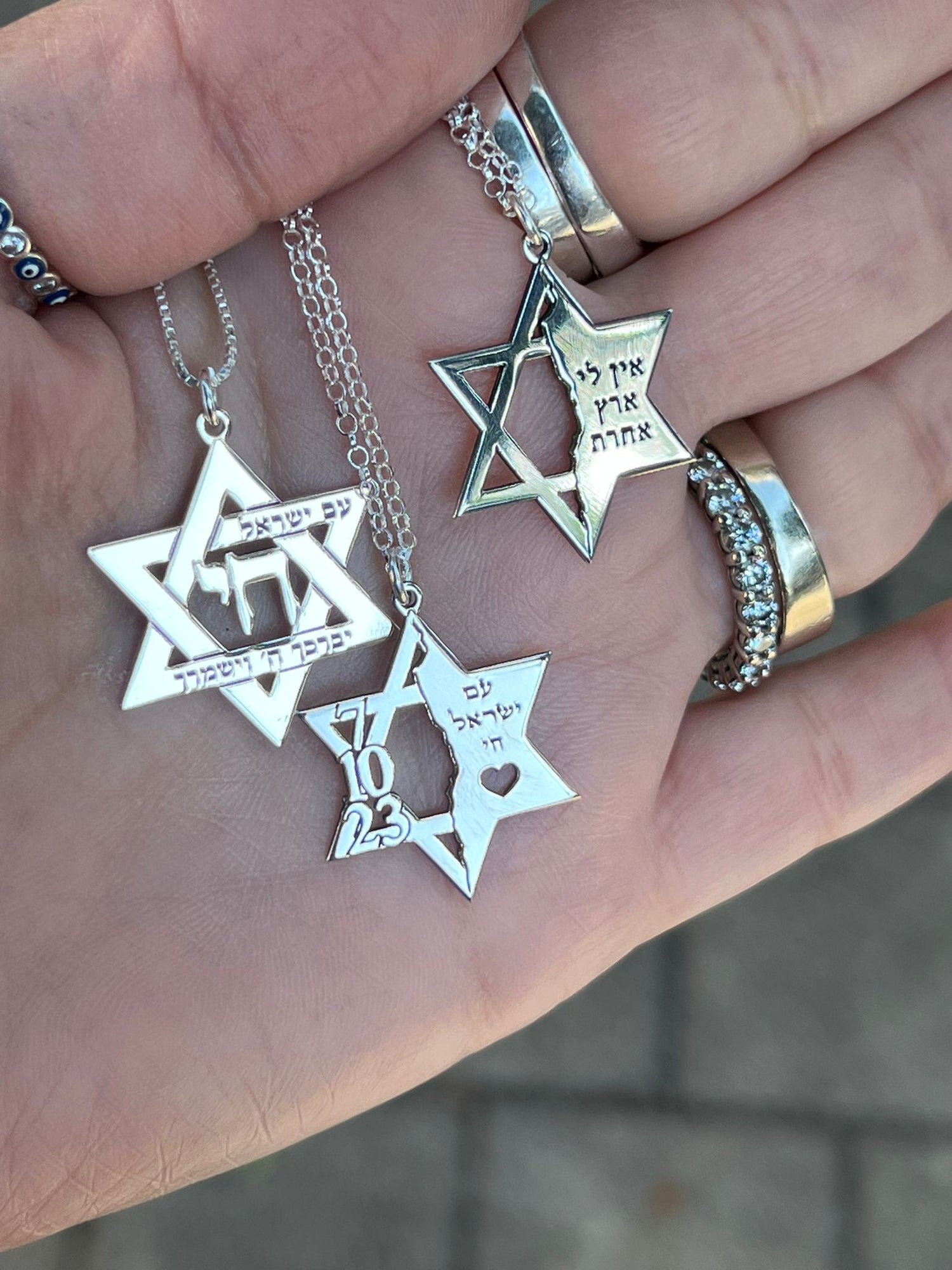 Bluenoemi Jewelry Necklaces Sterling Silver Star of David pendant engraved