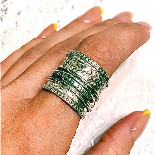 Spinner rings for woman Hebrew engraved silver Ring - Bluenoemi