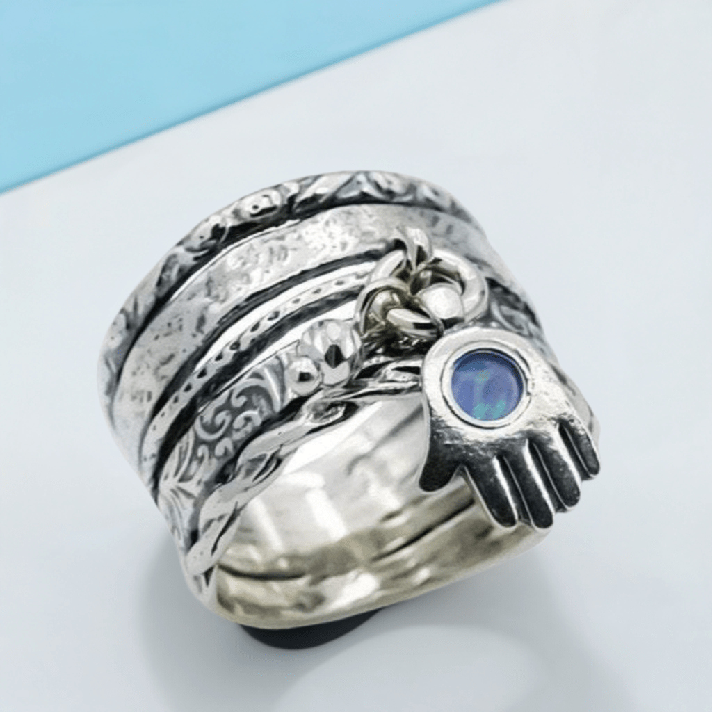 Bluenoemi Dangle Charm Hamsa Ring: Embrace Good Luck with Exquisite Jewelry - Bluenoemi