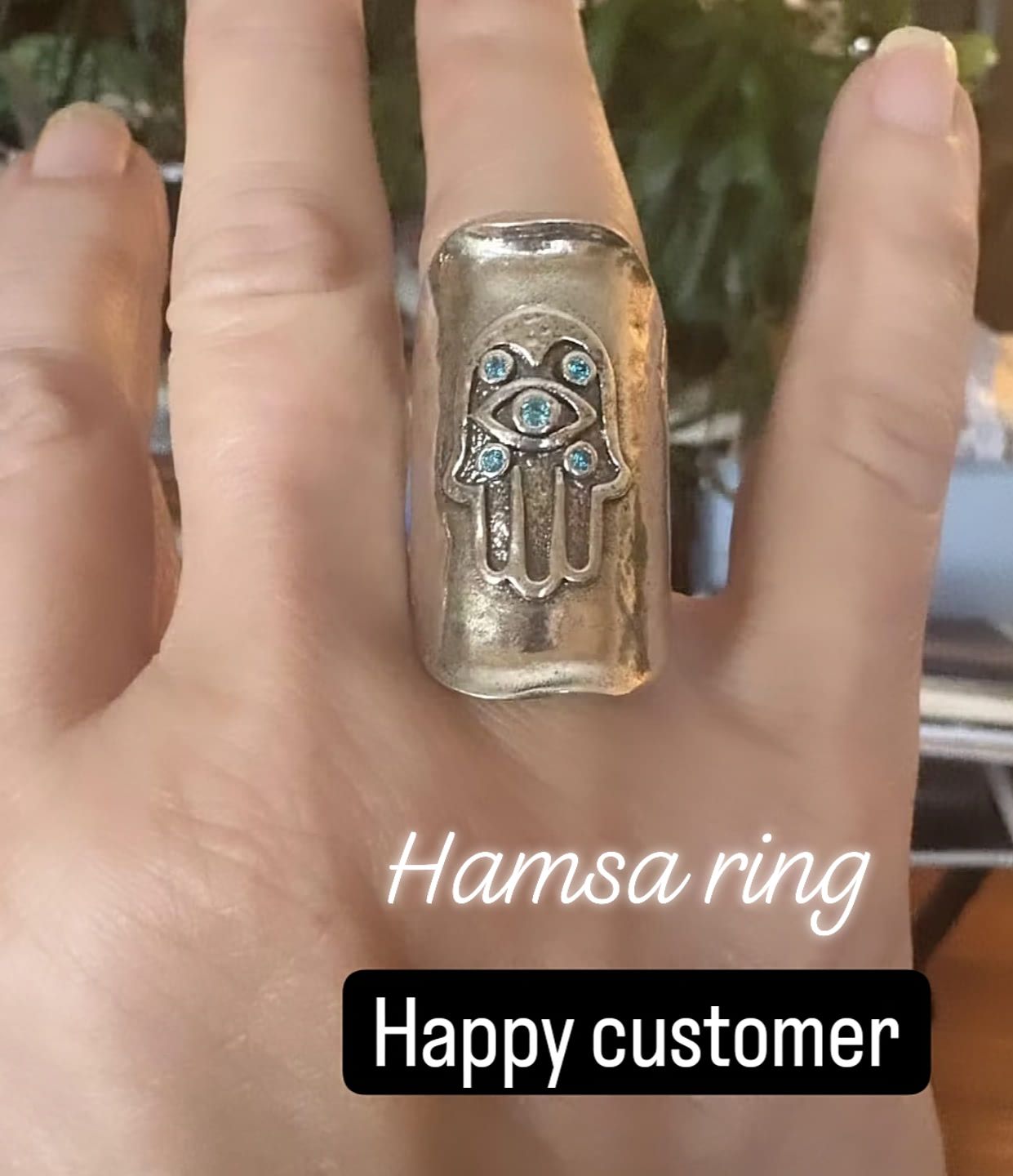 Bluenoemi Jewelry Rings Bluenoemi Hamsa Ring , Good luck  cubic zirconia ring,  silver ring  for woman