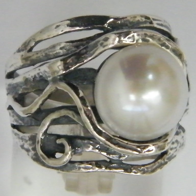 Bluenoemi Jewelry Rings Bluenoemi Jewelry from Israel Pearl Silver Ring for Woman