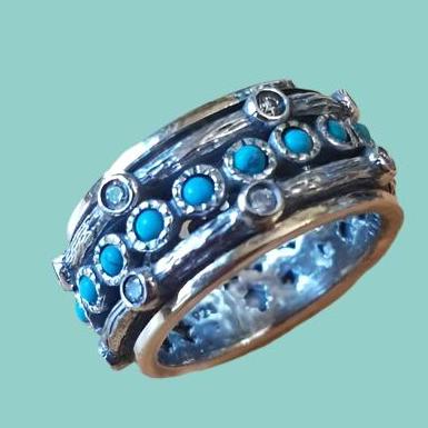 Bluenoemi Spinner Ring for woman. Israeli spinner rings set with gemstones - Bluenoemi