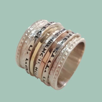 Bluenoemi Spinner Ring Prayer & Poesie bands Silver & Gold - Bluenoemi