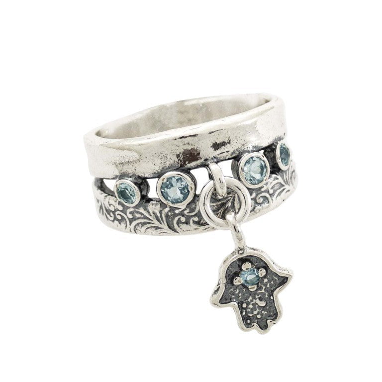 Bluenoemi Jewelry Rings Real Sterling silver rings from Israel with a charm Hamsa