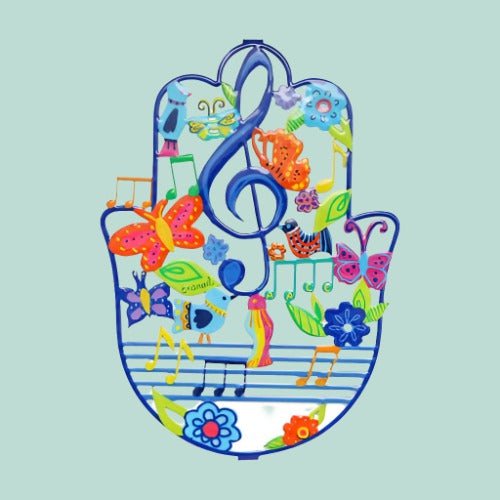 Bluenoemi Hamsa Music Metal Laser Cut colourful (inch) 9.2*6.6 - Bluenoemi