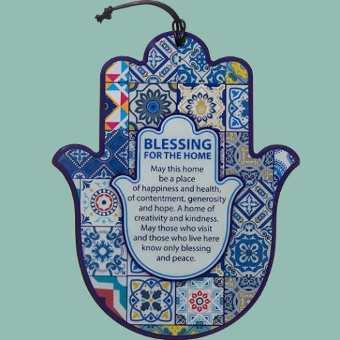 Bluenoemi Best Seller Hamsa with English Blessing for Home Wood - Bluenoemi