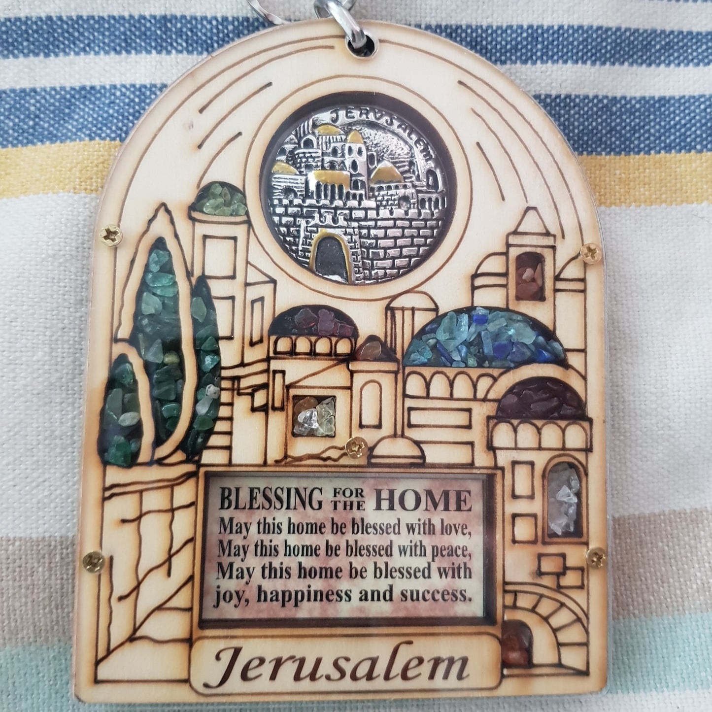 Jerusalem Hamsa for home. Unique Home Blessing Gift 13cm x 9cm - Bluenoemi