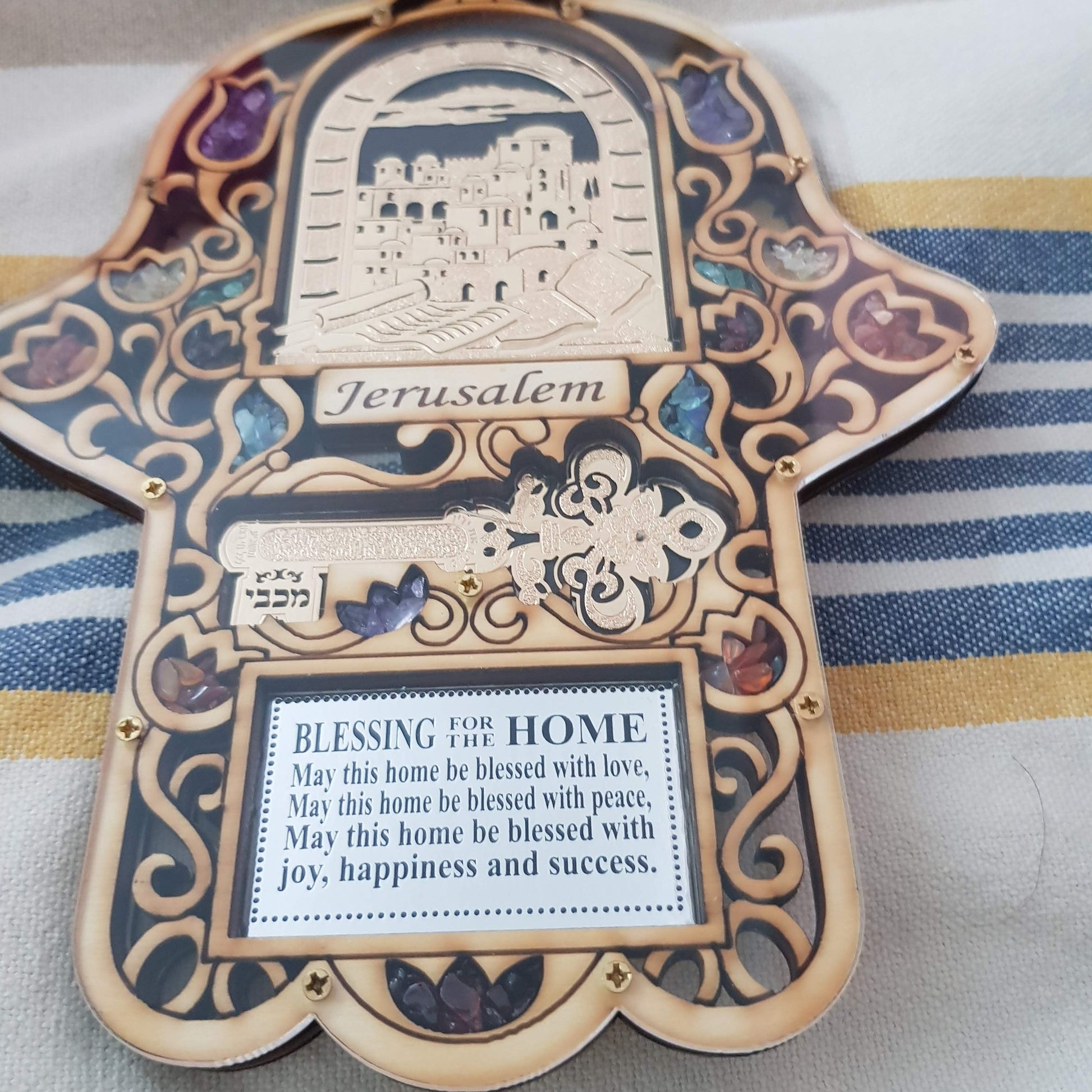 Hamsa for home Jerusalem View Key. Home Blessing Israeli Gift 22 cm x 17 cm - Bluenoemi