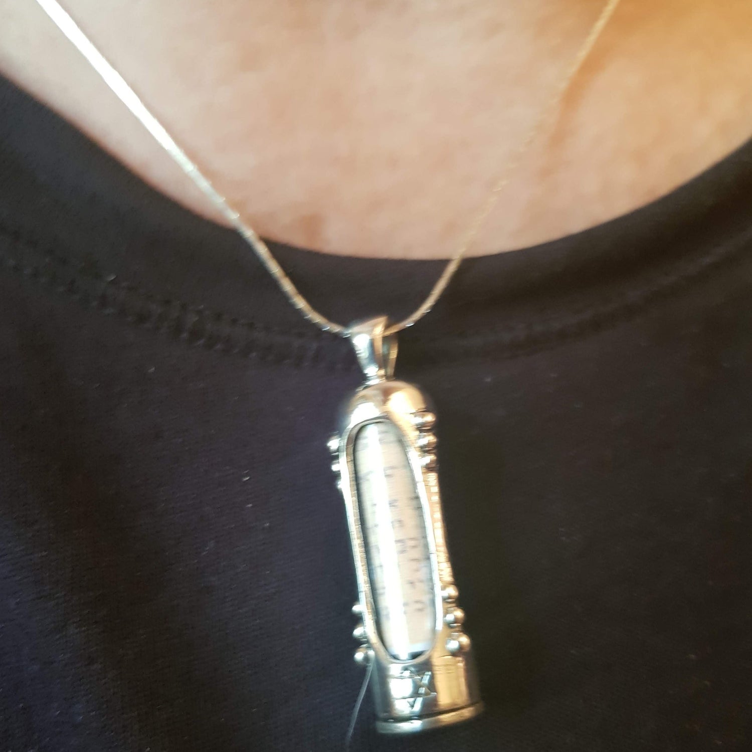 Bluenoemi Necklaces Mezuzah Necklace sterling silver with the  Parchment Israeli  jewelry
