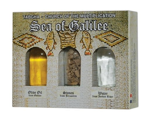 Holy land Gift Pack - TABGHA Jordan River Water , Jerusalem's Stones and Galilee Olive Oil - Bluenoemi