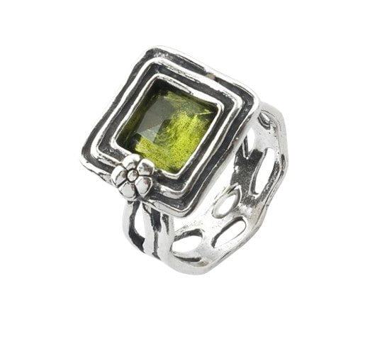 Bluenoemi Rings 9 / Peridot Sterling Silver Ring for Woman set peridot / opal / onyx / amethyst