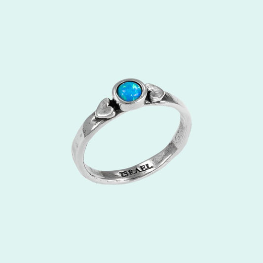 Bluenoemi Rings Elegant Blue Opal Silver Ring