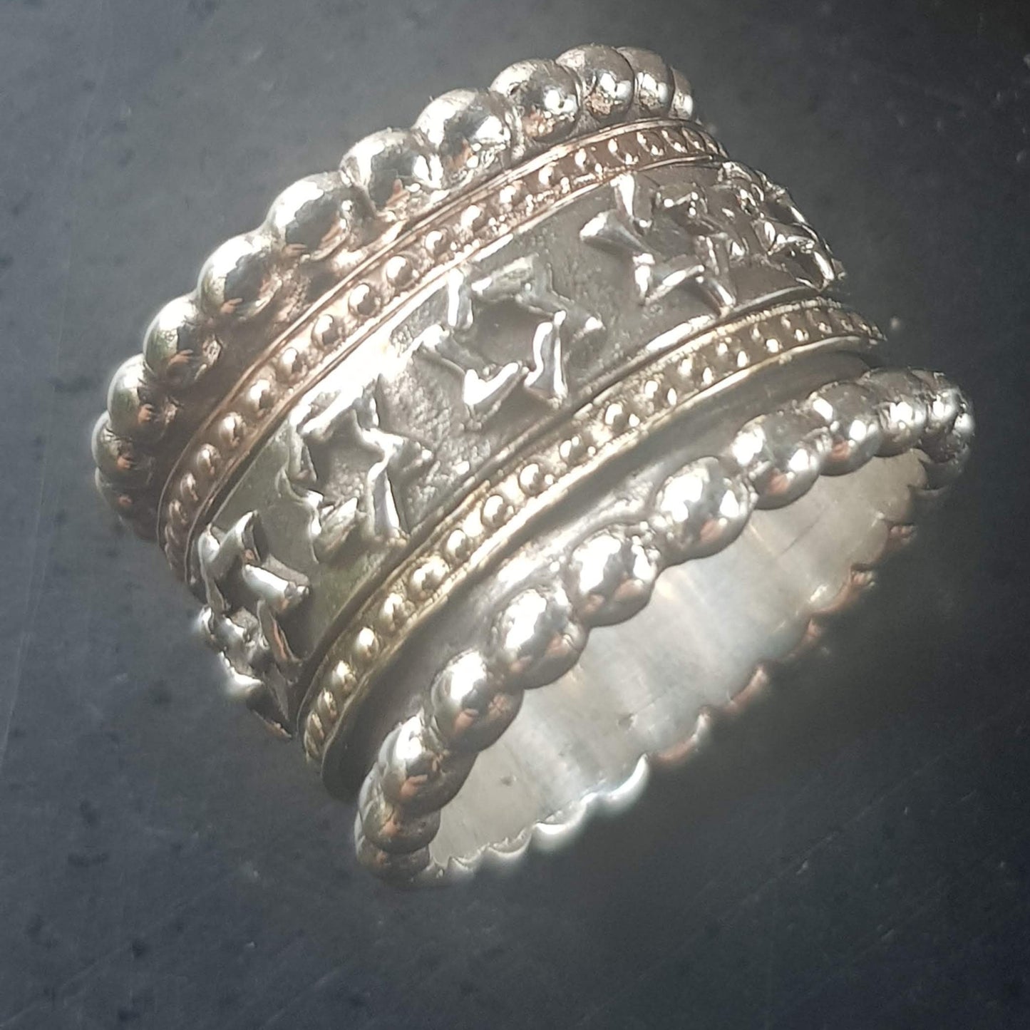 Israeli spinner rings. Star of David spinner ring. Spinner Rings silver & gold - Bluenoemi