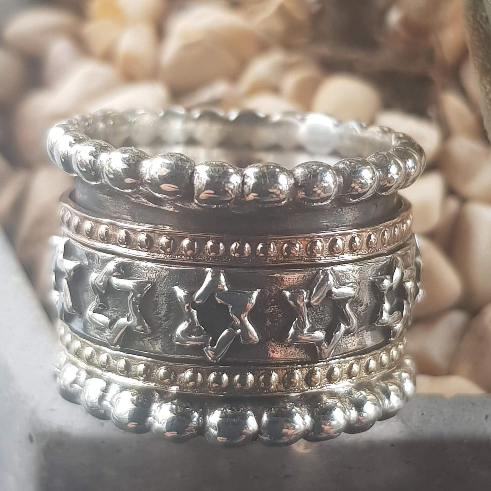 Israeli spinner rings. Star of David spinner ring. Spinner Rings silver & gold - Bluenoemi