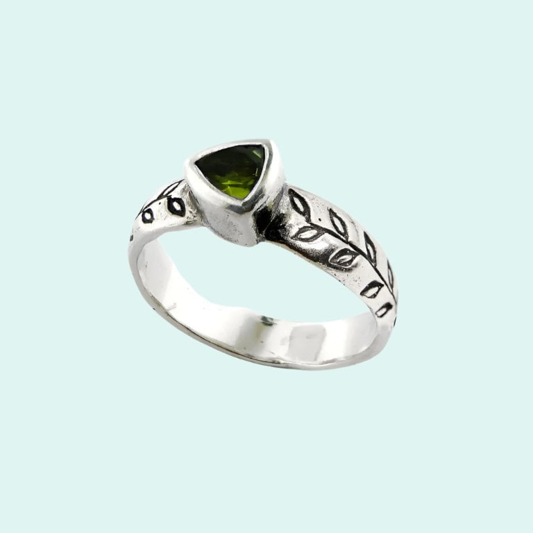 Bluenoemi Rings Silver Ring for woman set peridot