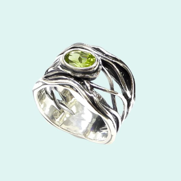 Bluenoemi Rings Silver Ring for woman set peridot