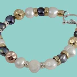 Bracelet for woman, Sterling silver 925 14 KT goldfilled and pearls - Bluenoemi