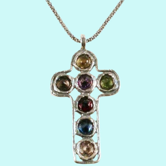 Sterling Silver Cross necklace Boho designer jewelry, necklace for woman, Cross pendant - Bluenoemi