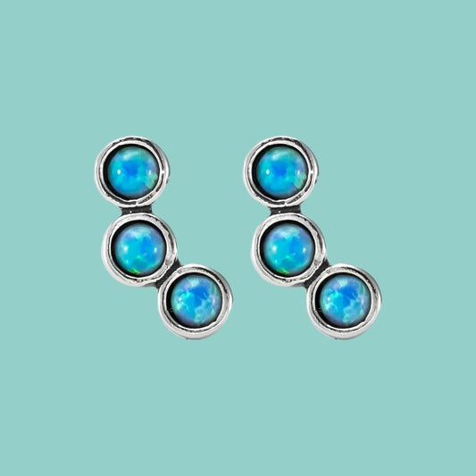 Stud Earrings Sterling Silver Blue Opals Bluenoemi Israeli jewellery - Bluenoemi