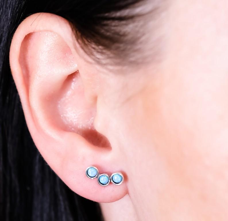 Stud Earrings Sterling Silver Blue Opals Bluenoemi Israeli jewellery - Bluenoemi