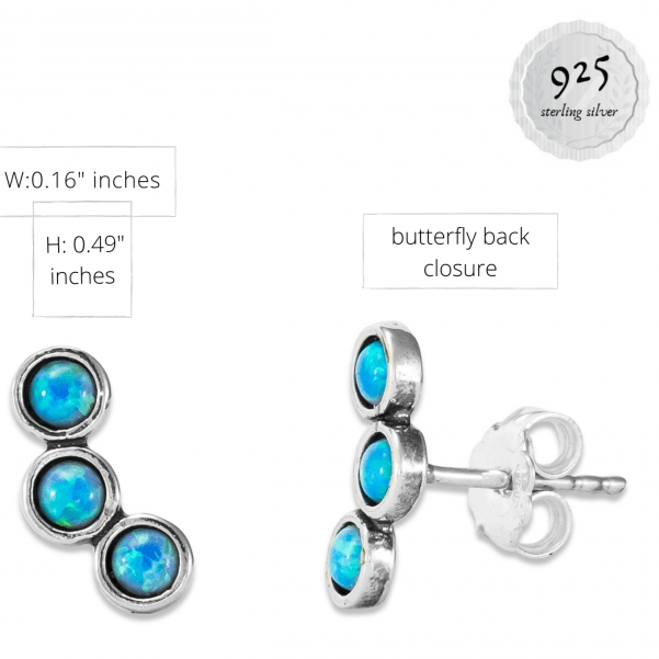 Stud Earrings Sterling Silver Blue Opals Bluenoemi Israeli jewellery - Bluenoemi