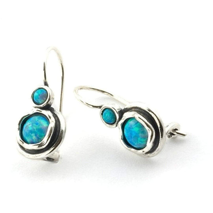 Blue opals on slver earrings