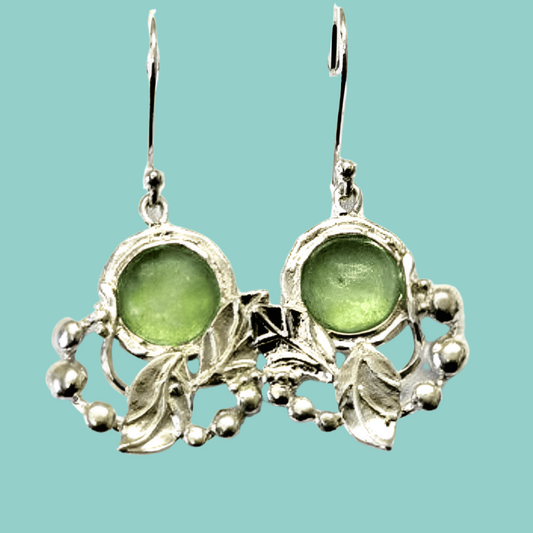 Roman glass earrings. Designer Sterling silver earrings set with roman glass - Bluenoemi