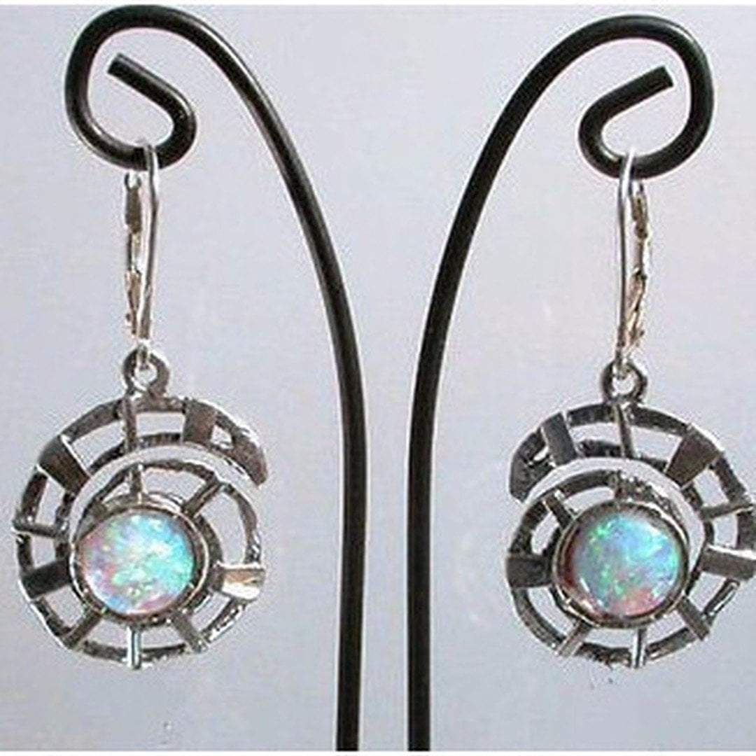 Sterling silver earrings 925 handcrafted spiral opal earrings - Bluenoemi